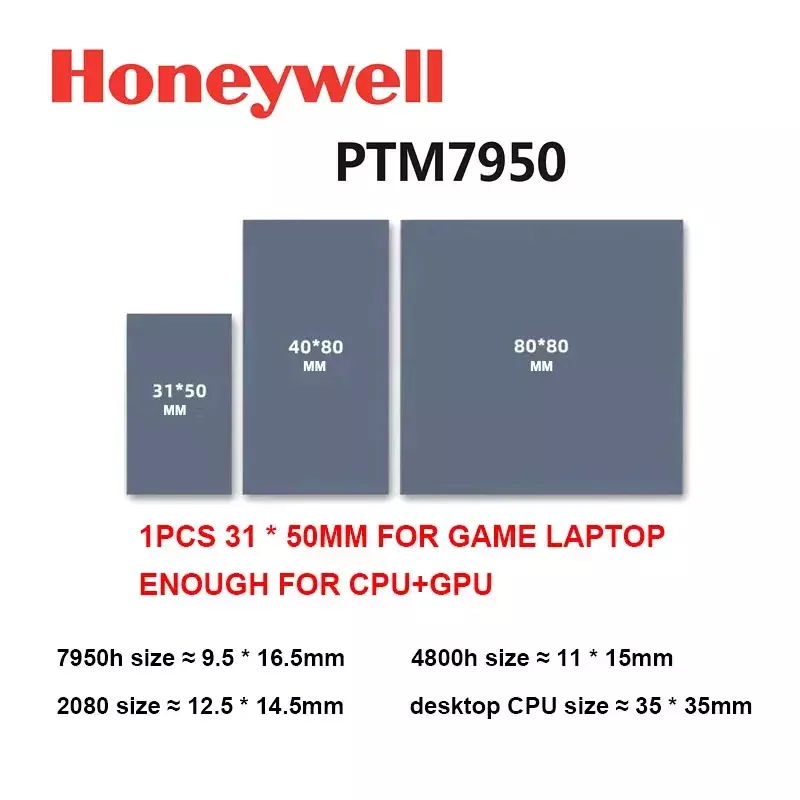 PTM7950 하니웰 열 패드, 노트북 위상 변경 실리콘 그리스 패드, CPU GPU 냉각 페이스트 개스킷 패치