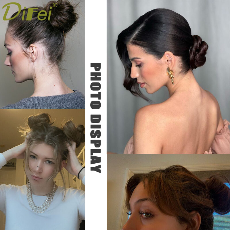 Difei-女性用合成かつら、ストレートヘア、ポニーテール、ボールヘッド、契約書、ボリュームを増やす、必要なアーティファクト