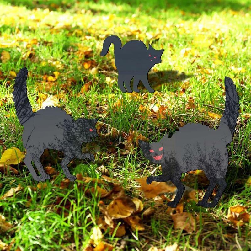 Straszny kot sylwetka zwierzęcia wkładki ogrodowe akrylowy czarny rzeźba rekwizyt ogrodowy na zewnątrz sztuka sylwetka psy Orname J8I4