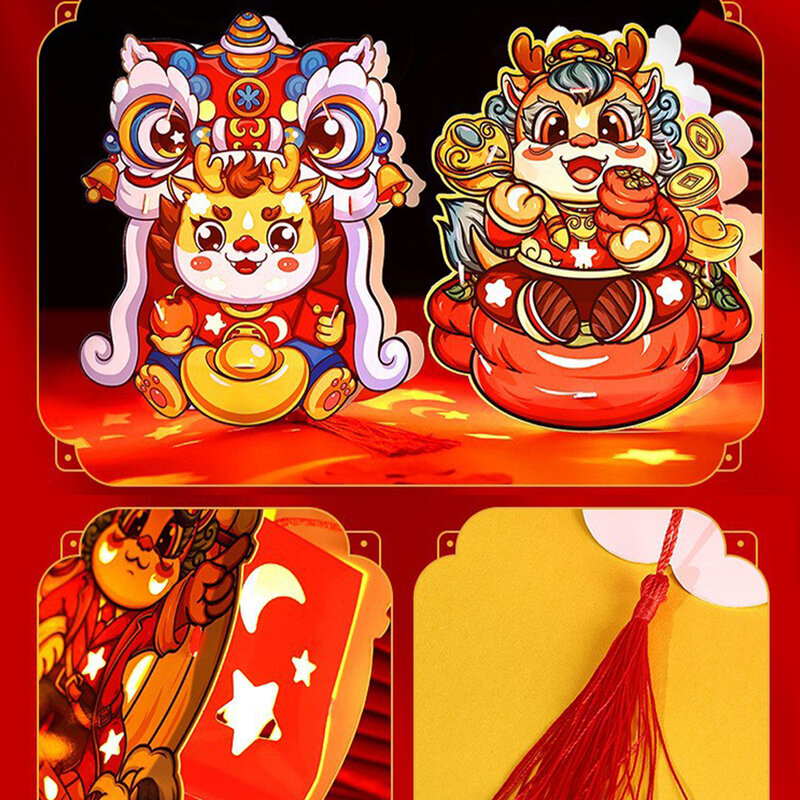 Nieuwjaar Diy Lantaarn Cartoon Dragon Chinese Lente Festival Traditionele Handgemaakte Papieren Lantaarns Chinees Nieuwjaar Decoratie Cadeau