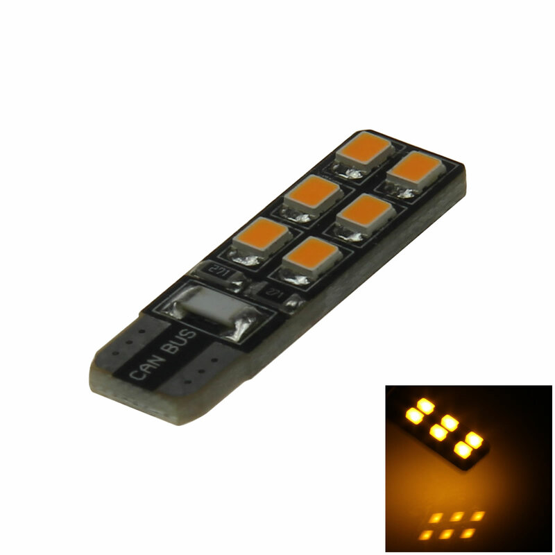 1x สีเหลือง RV T10 W5W มุมอ่านหลอดไฟ Canbus ข้อผิดพลาดฟรี12 Emitters 2835 LED แบบ SMD 159 161 168 2521 a097