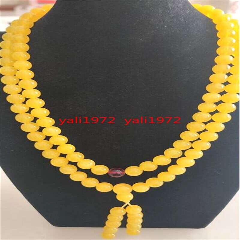 8mm Natural Mexico Yellow Amber Beeswax 108 Beads Healing Necklace
