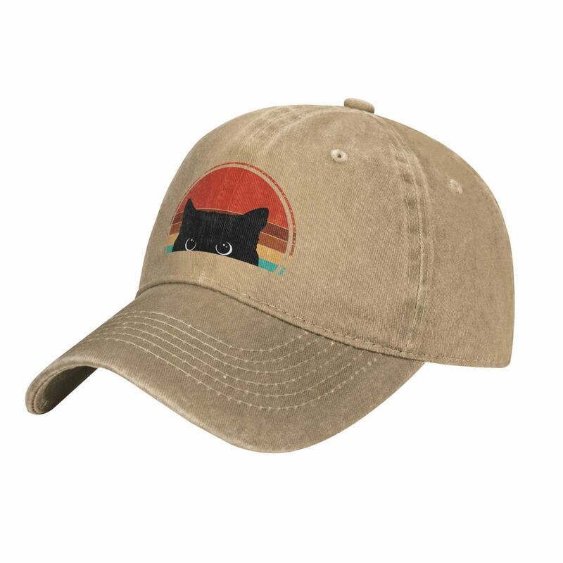 أسود القط Peeking الغروب قبعة Vintage قبعة رعاة البقر جديد في قبعة الشاطئ نزهة دلو قبعة مصمم رجل قبعة المرأة