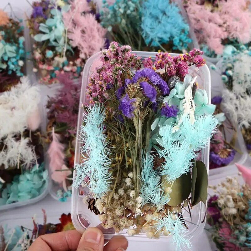 Caja de flores secas para fundición de resina epoxi, moldes para velas de aromaterapia, herramientas para manualidades, accesorios para hacer joyas, 1 caja
