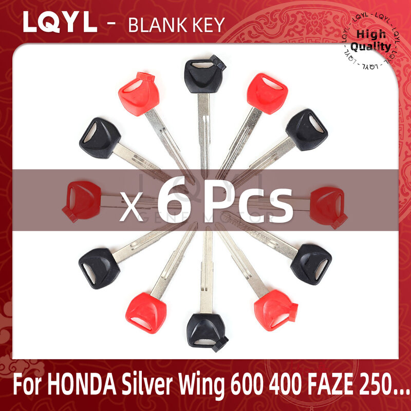6Pcs New Blank Key Motorcycle Replace Uncut Keys For HONDA 62mm scooter magnet Anti-theft lock Silver Wing 600 400 FAZE 250 ABS