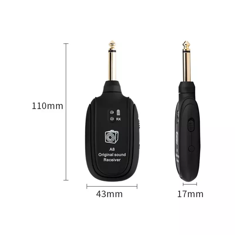 1Pair A8 Guitar Wireless System Transmitter Receiver Built-In Rechargeable Wireless Guitar Transmitter for Electric Guitar Bass