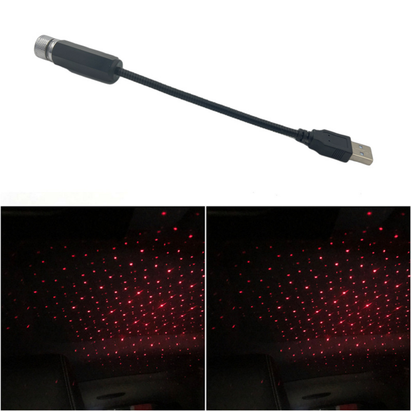 1 szt. Regulowane lampki nocne Mini LED dekoracja na dach samochodu projekcja Starlight USB wnętrze samochodu sufitowe nastrojowe oświetlenie laserowe