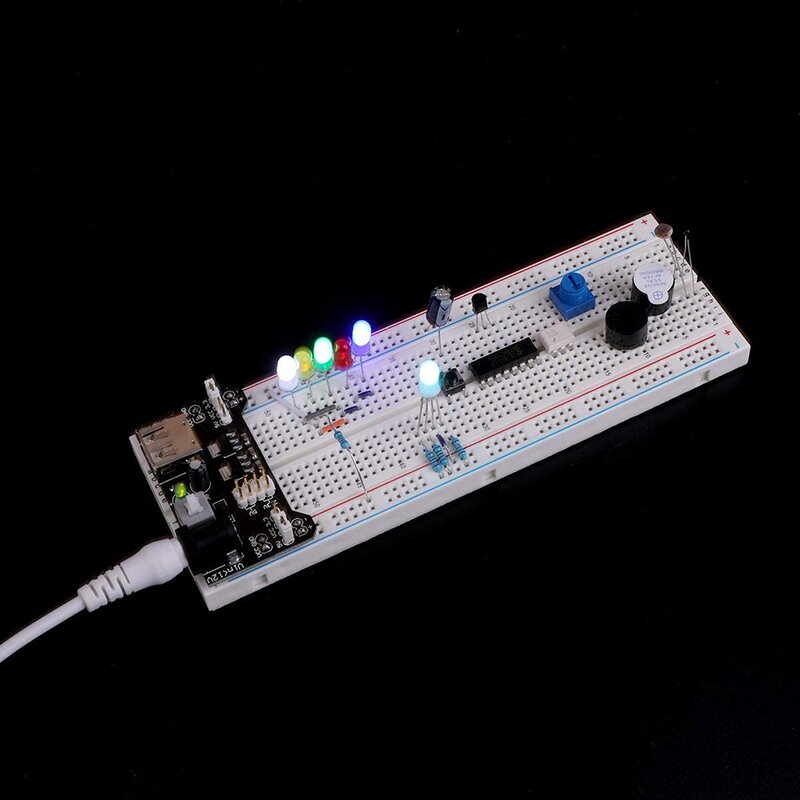 ชุดอิเล็กทรอนิกส์สนุกๆพร้อมโมดูลแหล่งจ่ายไฟสายจัมเปอร์โพเทนชิโอมิเตอร์ที่แม่นยำแผงวงจรแบบ830สำหรับ Arduino Raspberry Pi