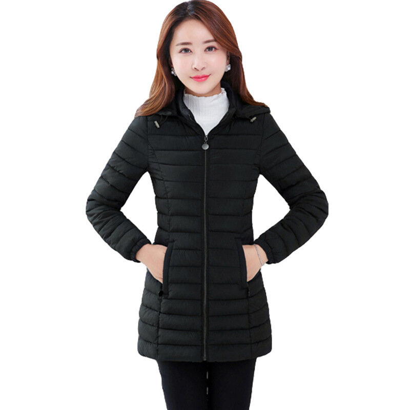 Jacket Women Ultra-light Thin Down Cotton Coat 2022 Autumn Winter Slim Hooded Warm Outerwear Female Jacket Cotton Padded Parka