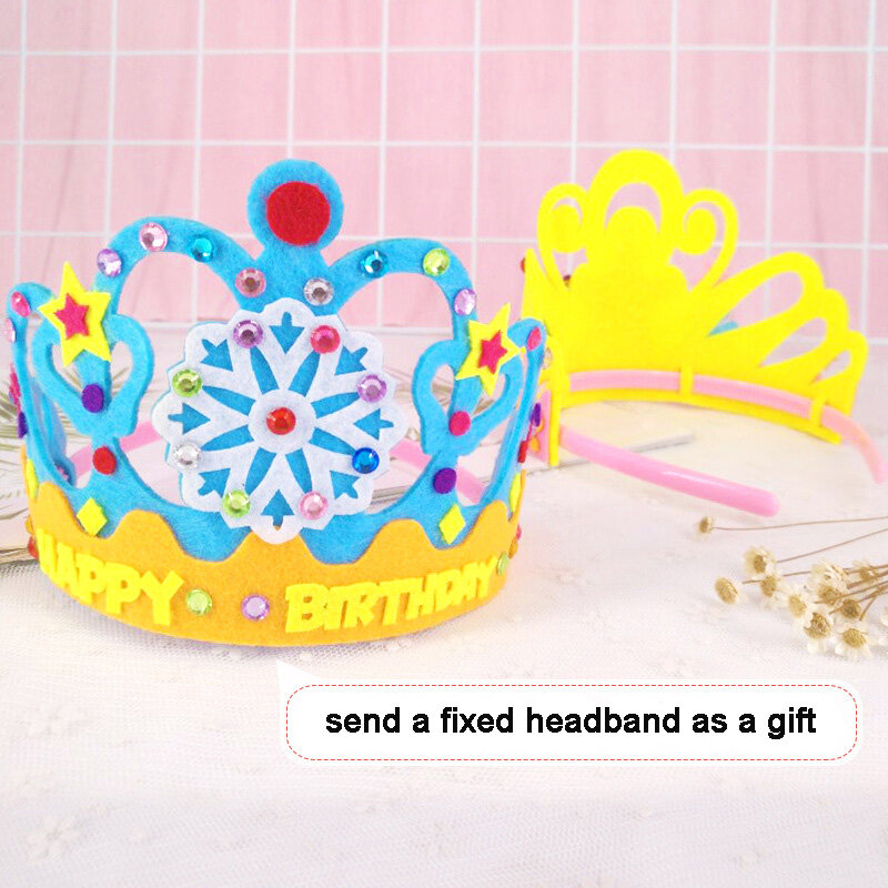 Corona de papel creativa con lentejuelas y flores para niños, juguetes artesanales con patrones de estrellas, decoraciones artísticas para fiesta de jardín de infantes, ZK20