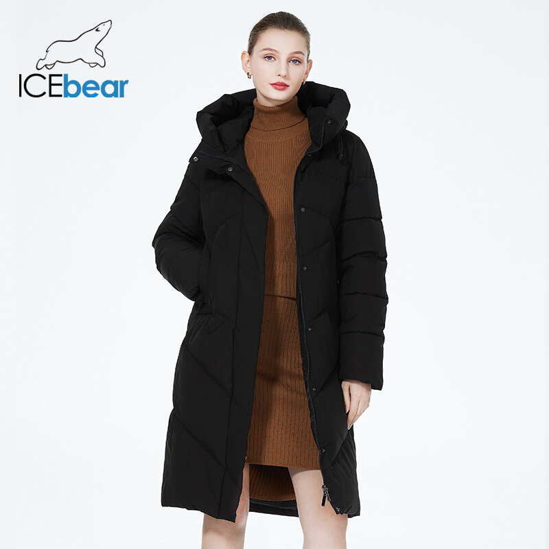 ICEbear-Abrigo acolchado para mujer, Chaqueta larga de algodón con capucha, parka cálida e informal, GWD3716I, novedad de invierno, 2023