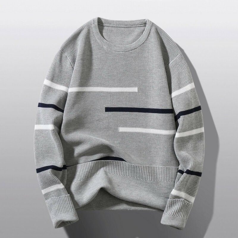 Новинка Осень-зима 2022, Мужской пуловер с круглым вырезом, свитер, модная однотонная плотная и теплая нижняя рубашка, Мужская брендовая одежда
