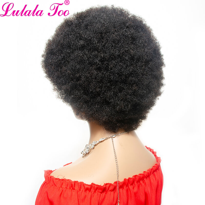 Krótki Afro peruka brazylijski ludzki włos peruki dla kobiety Remy Glueless Afro peruka z kręconych włosów typu Kinky 150% gęstość naturalny kolor Remy Yepei włosy
