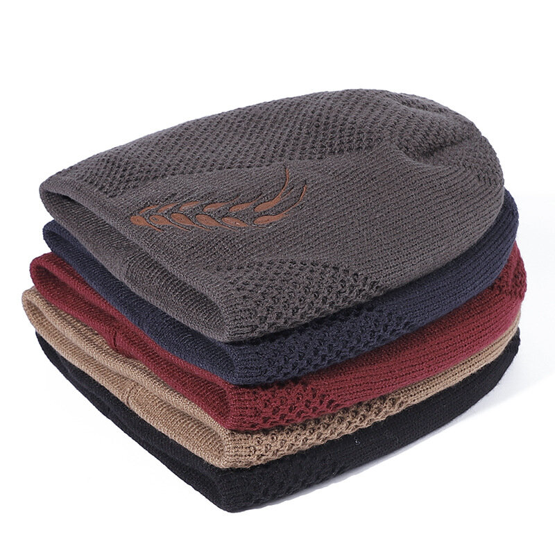 Bonnet en tricot polaire thermique épais pour homme et femme, chapeau tricoté en velours et blé, collection automne hiver