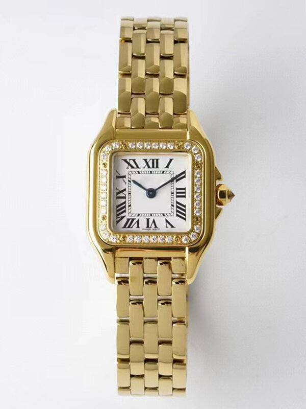 Stal z diamentową kopertą Stal pieczona Niebieska igła Szafirowy kryształowy zegarek kwarcowy 2024 Nowy damski zegarek modowy luksusowy zegarek