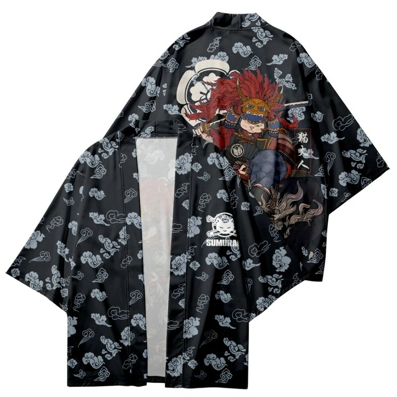 6XL 5XL Japanese Style Cat Lord Print Kimono Cardigan Cosplay Shirt 2023 Women Men Yukata Beach Samurai Haori Traditional Top