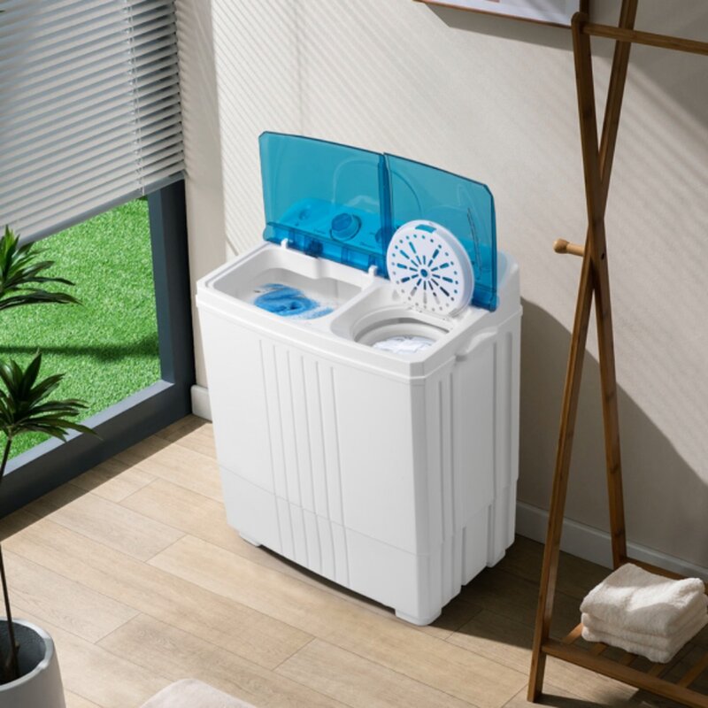 Machine à laver avec pompe de vidange intégrée, tube jumeau semi-automatique de 20lb pour appartement, dortoirs et plus encore, machine à laver