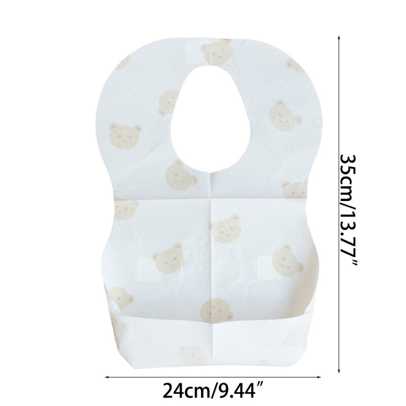 50pcs/Set Cartoon Bear Print Drooling Bibs Disposable Bib Baby for Boy Girl Non-woven Drool Towel Outdoor Infant Burp Cloths