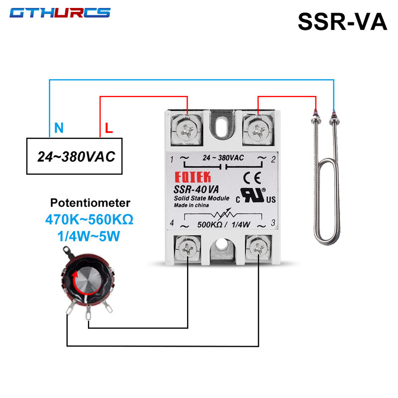 Regulador de voltaje de relé de estado sólido SSR 10VA 25VA 40VA 24-380V salida de CA con potenciómetro 10A 25A 40A