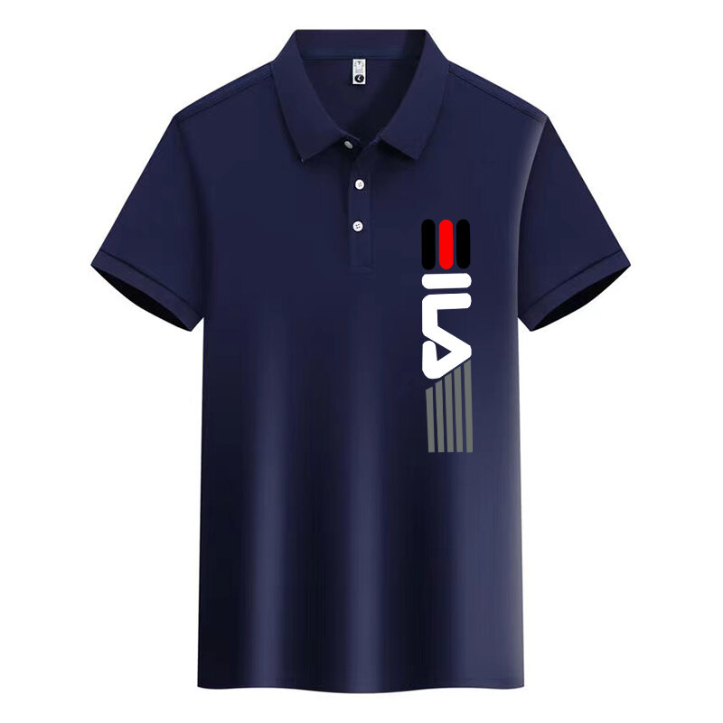 Camisa polo de manga curta masculina, camisa casual de golfe, moda empresarial, estampada, primavera, verão, alta qualidade