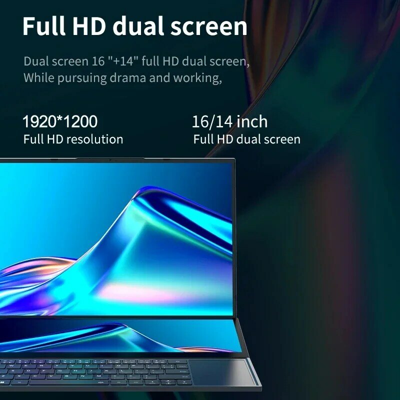2024 Intel Core i7 Laptop a doppio schermo 16 ''+ 14'' Touch Screen Designer Business Office Notebook da gioco ad alte prestazioni Windows11