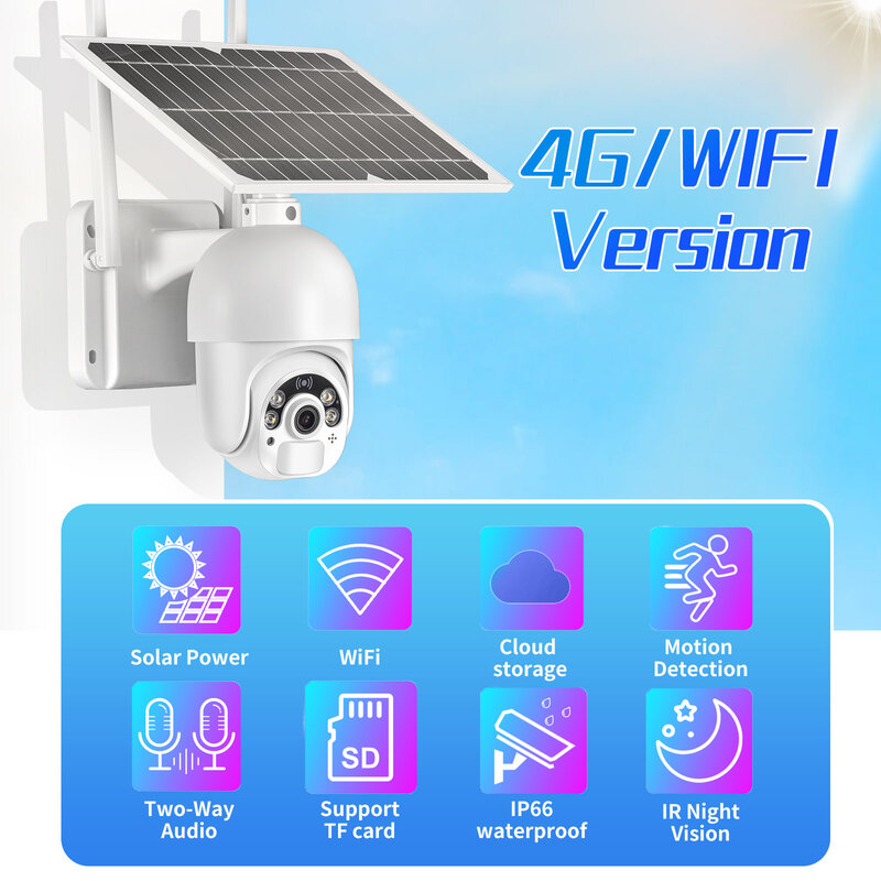 Kamera MINI IP 4G WiFi 1080P AI Deteksi Manusia Kamera CCTV Penglihatan Malam Warna Audio Dua Arah Pengawasan Nirkabel Luar Ruangan