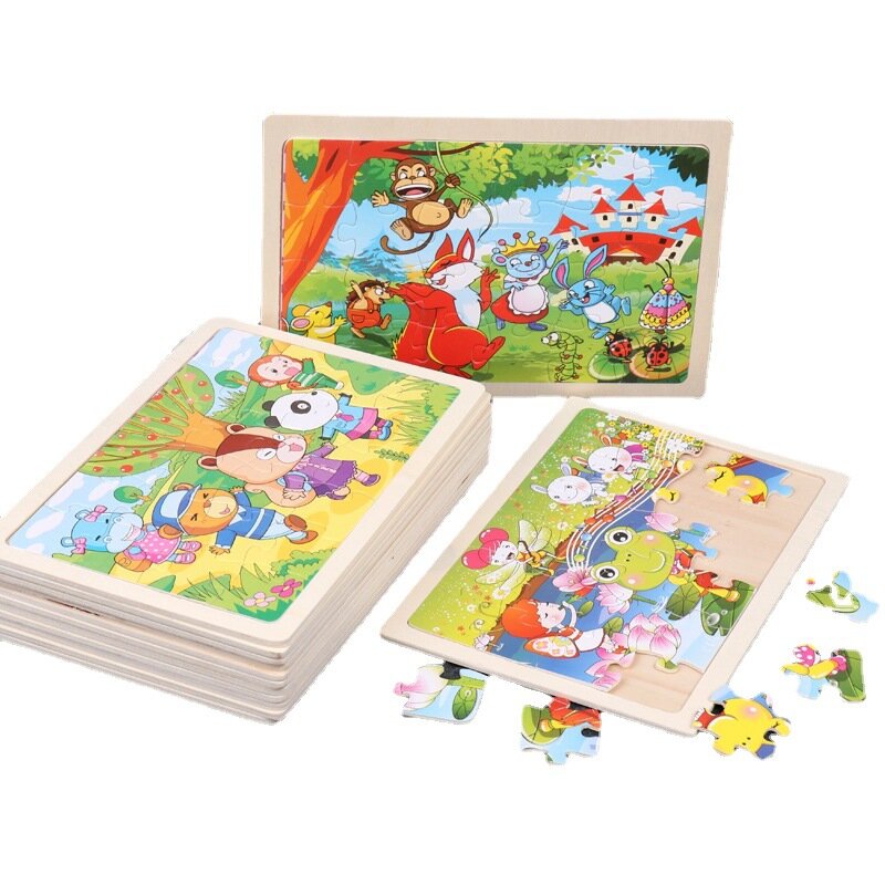 24 pieces of puzzles for infants and young children early education enlightenment cognitive animal puzzle wooden toys