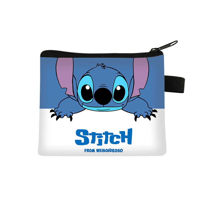 Disney Stitch-cartera Kawaii de Lilo & Stitch para niños, monedero de dibujos animados, portatarjetas de identificación, bolsa de almacenamiento para llaves, regalos para niños