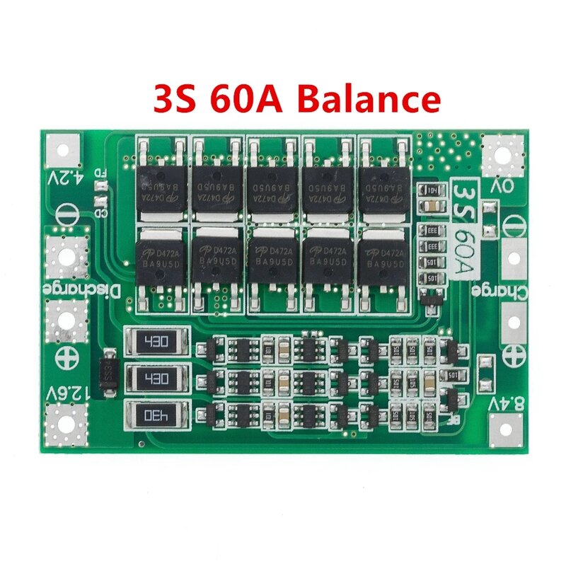 3S 4S 5S Li-ion Lithium Battery 18650 Charger BMS 25A 30A 40A 60A 100A Protection Board with Balance For Drill Motor