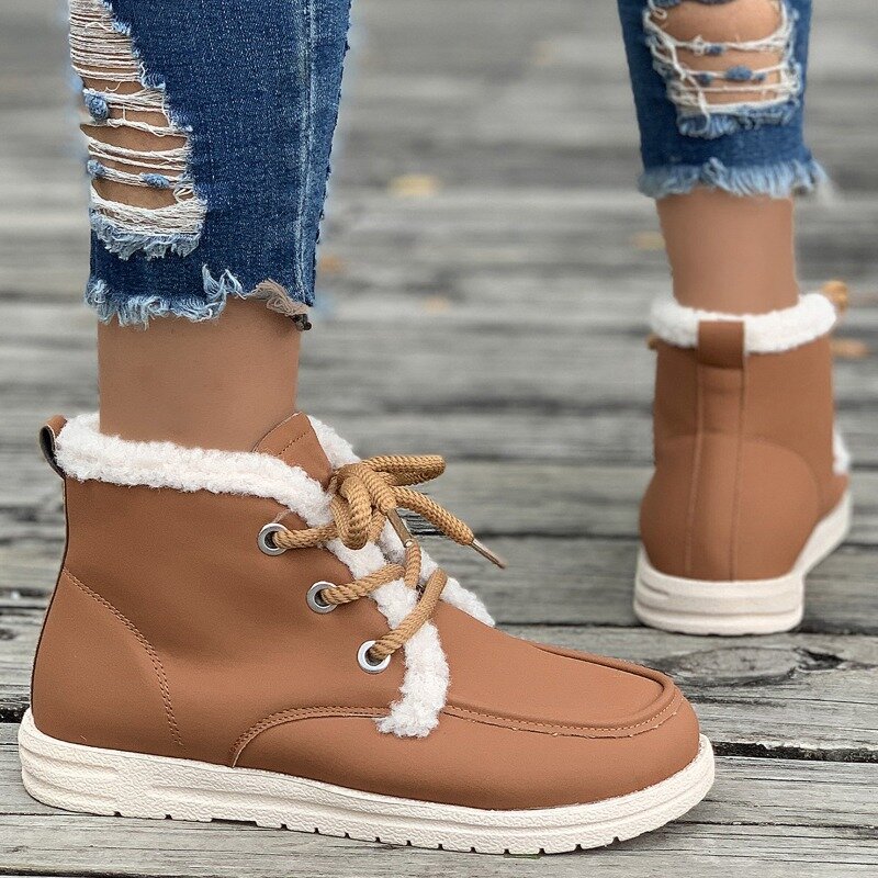 Women Boots Winter New Thick Bottom Snow Boots Female Plus Velvet Thickened Hairy Big Size Cotton Shoes Woman 35~43 size