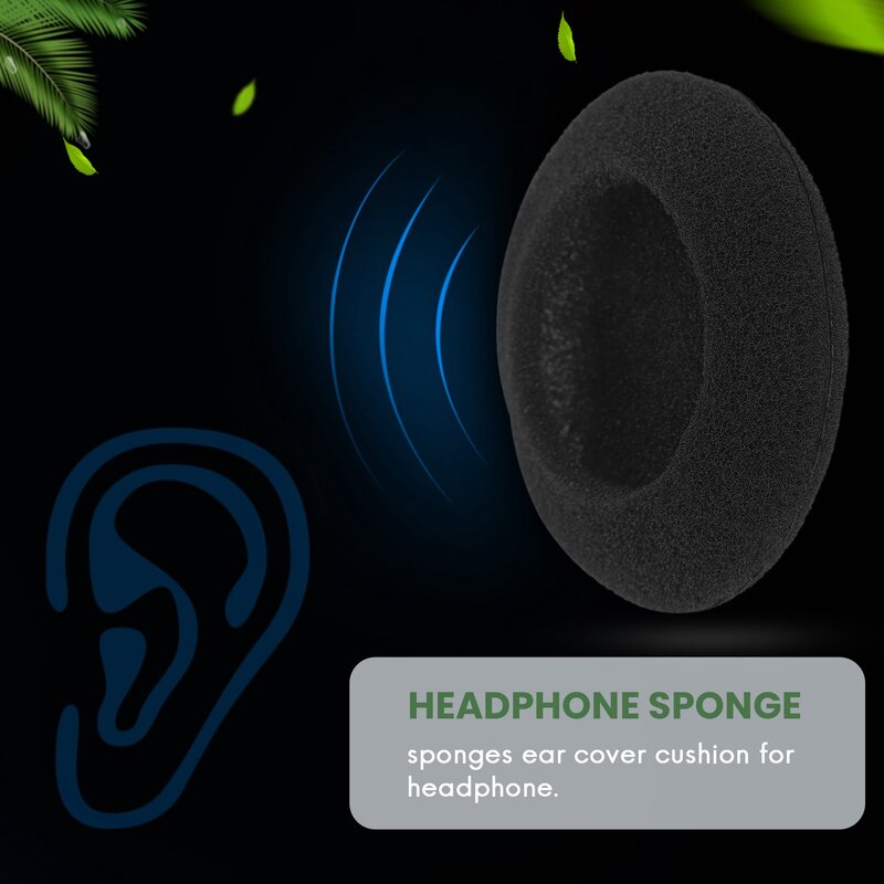 10 buah busa ukuran pelindung lembut hitam, bantalan penutup telinga untuk headphone 5.5cm