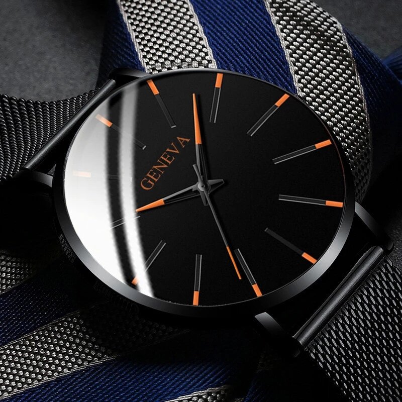 Minimalist Fashion Ultra Thin Watch for Men Male Simple Business Stainless Steel Mesh Belt Quartz Sports Watch Relogio Masculino