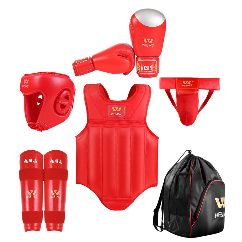Wesing Sanda Gear Set for Men Women 8 Pcs Boxing MMA Protector Gears Sanda Competition Training Equipment