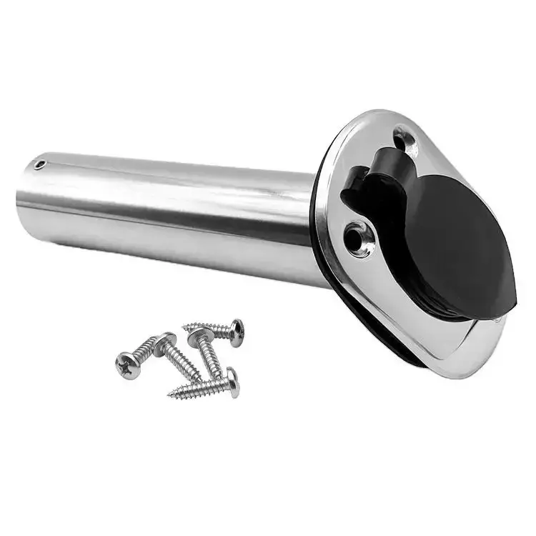 316 Stainless Steel Fishing Rod Holder with PVC Cap Inner Tube and Gasket 15/30/90 Degree for Boat Marine Accessories