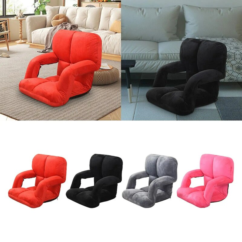 Folding Lazy Sofa with Back Support Portable Zipper Versatile Washable Floor Chair for Home Bedroom Indoor Balcony Living Room