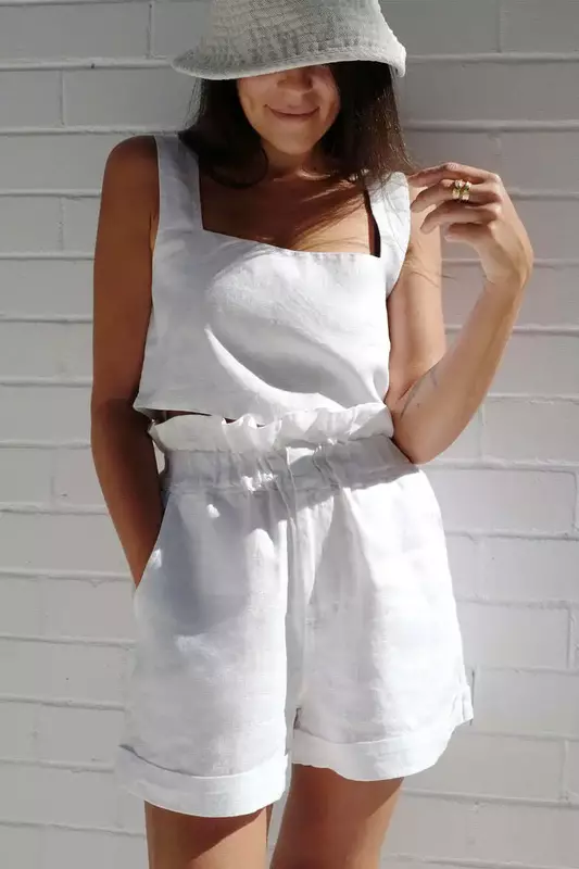 단색 여름 섹시한 민소매 조끼 와이드 레그 반바지, 캐주얼 패션, 2 피스 세트, 여성 의상