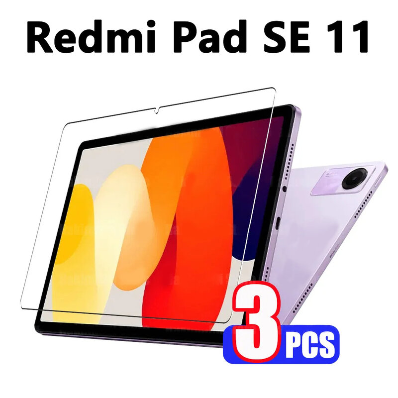 Protetor de Tela de Vidro Temperado para Xiaomi, Película para Tablet, 11 ", Redmi Pad SE 11, 2023, 3 Pacotes