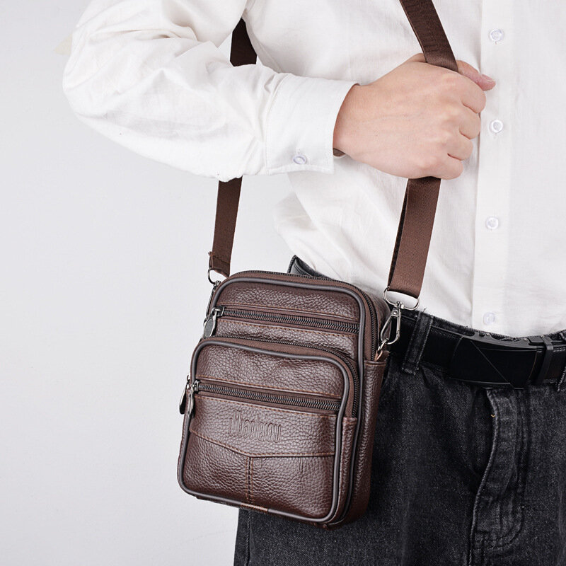 الرجال جلد طبيعي حقائب كتف كروسبودي جودة عالية حمل موضة رجال الأعمال حقيبة ساعي حقائب جلدية حزمة مراوح