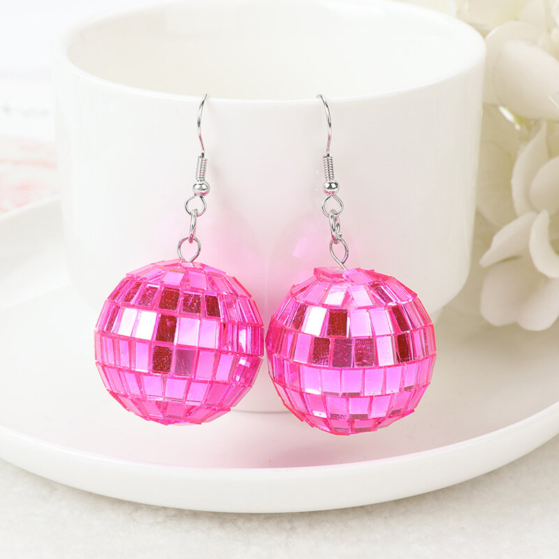 1 paar Fishon Baumeln Ohrringe 3D Licht Reflektierende Rotierenden Disco Ball Für Frauen Geburtstag Teil Geschenk