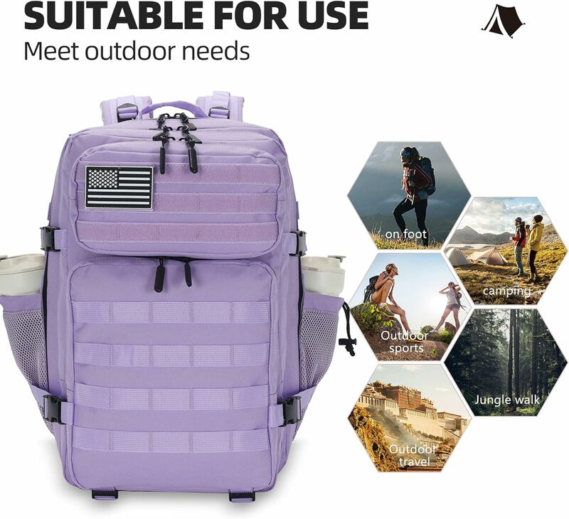 Sac à dos militaire étanche avec poche pour bouteille, sac de randonnée en plein air, sac à dos d'escalade, sac à dos de camping, 45L