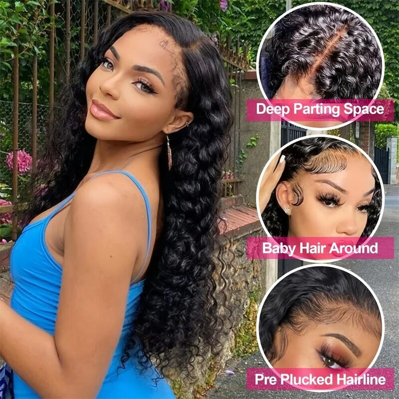 13x4 Curly Wigs 4x4 360 Deep Wave Wig Human Hair 13x6 Hd Lace Frontal Wig Natural Hairline Pre Plucked Glueless Wigs For Women