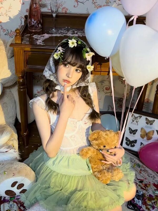 Japan Harajuku Sling And Skirt Girl Fashion Female Temperament Slim Sweet Kawaii Party 2024 New
