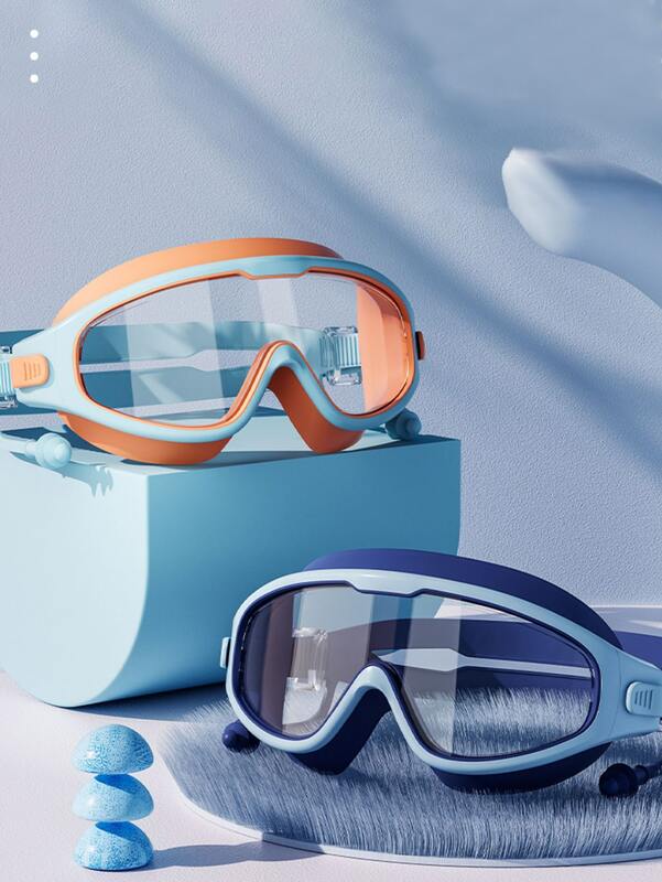 نظارات سباحة للأطفال بإطار كبير مع سدادات ، نظارات سباحة مضادة للضباب للأولاد والبنات ، نظارات حمام سباحة للشاطئ ، من عمر 2 إلى 6 سنوات