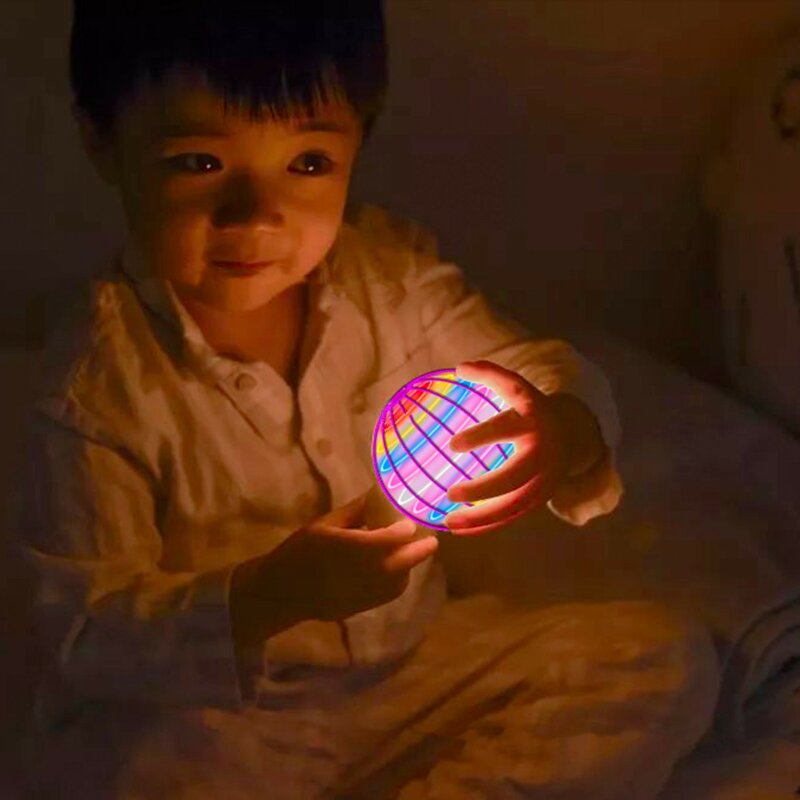 ลูกบอลลอยบูมเมอแรงโดรนฟลายออร์บเวทมนต์พร้อมไฟ LED ของขวัญลูกบอลบินได้ nova Orb ของเล่นสำหรับครอบครัวเด็ก
