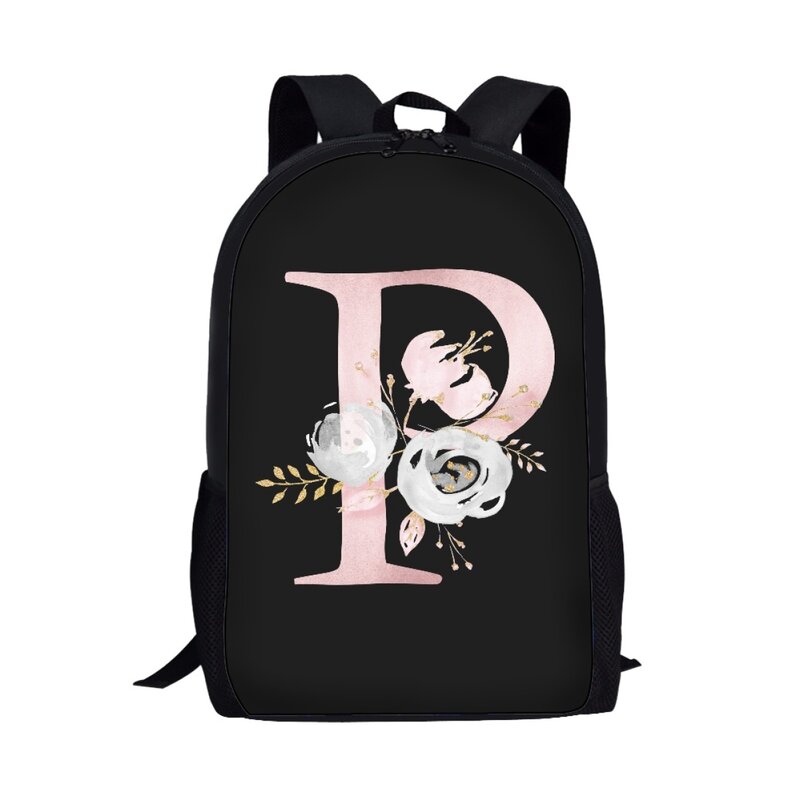 Art Letter Flower Design Backpack Students Girls Boys School Bag Women Men Casual Travel Rucksacks Teenager Daily Backpacks