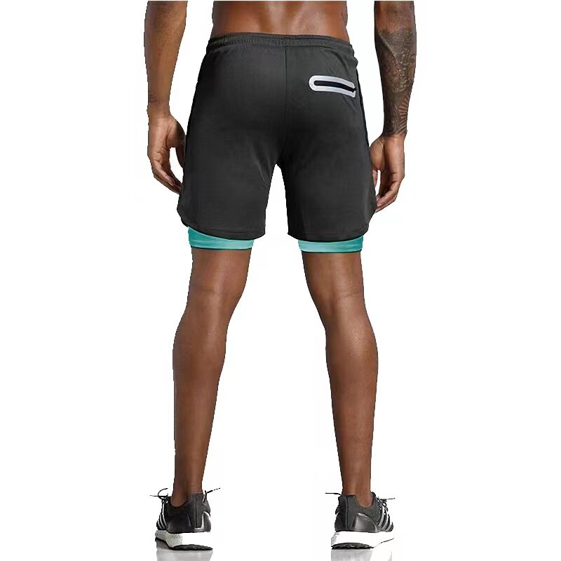 Мужские беговые шорты, летняя спортивная одежда, двухслойные короткие брюки 2 в 1, тренировочная одежда для тренировок, мужские спортивные шорты для тренажерного зала и фитнеса, 2023