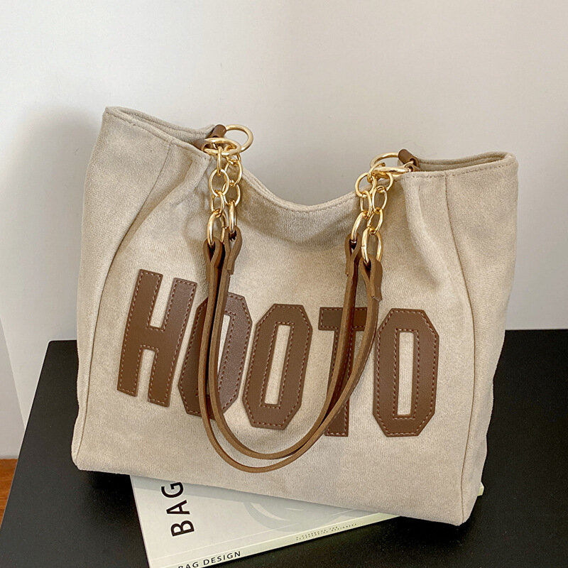 Solid Color Shoulder Bag, Trendy Letters Tote Bag, Canvas Campus Handbag for Women, Office,College,Work,Travel Hand Bags Bolsa