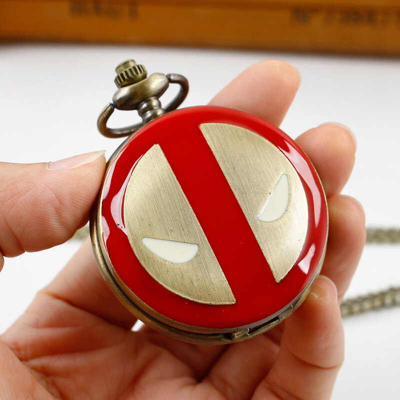 Vintage Quartz Pocket Watch Fashion Red Pendant Necklace Souvenir Gift For Kids reloj de bolsillo