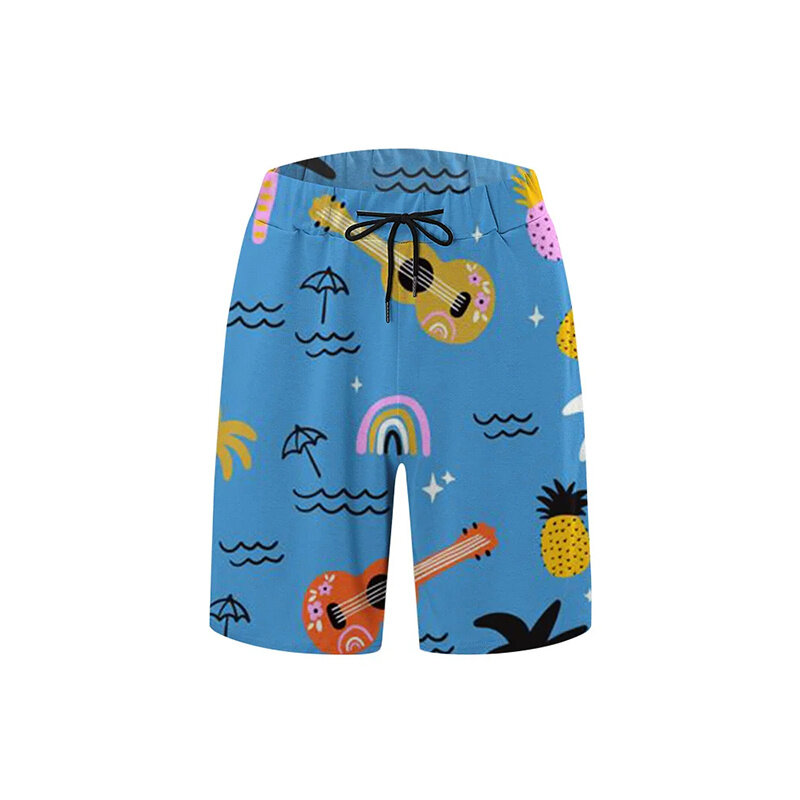 Летние Гавайские шорты с 3D рисунком для мужчин, модная крутая уличная одежда, плавки, забавные шорты для доски, короткие брюки
