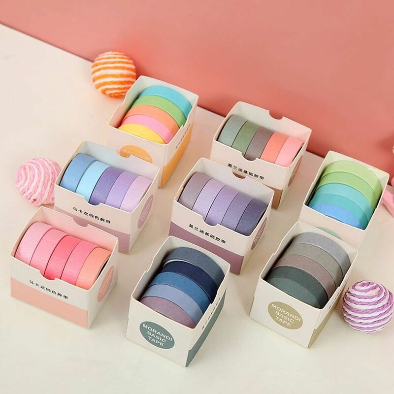 School Supplies Students Stationery Office Supply Solid Color Decorative Tape Tape Set Scrapbooking Adhesive Tape Masking Tape